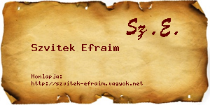 Szvitek Efraim névjegykártya